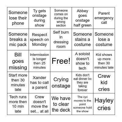 Tech Week BINGO Card