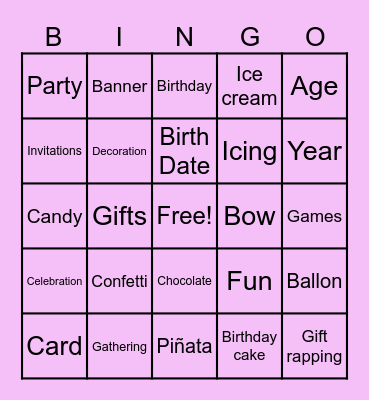 Birthday Bingo Card