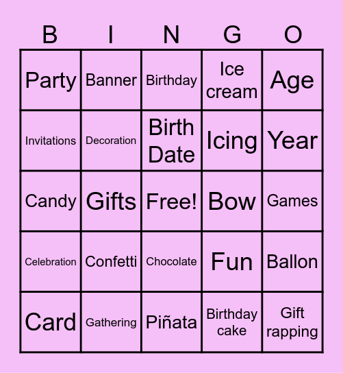 Birthday Bingo Card