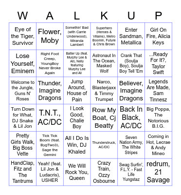 Guess the Walk-up Songs! Bingo Card