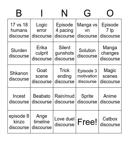 Umiden discourse bingo Card