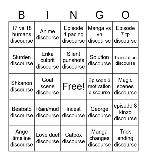 Umiden discourse bingo Card