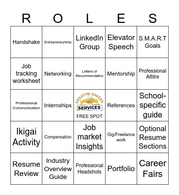Creative Career Services BINGO! Bingo Card