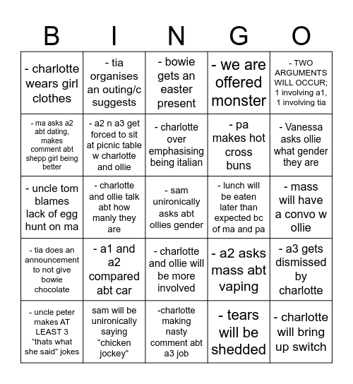 Easter Bingo Card
