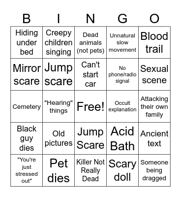 Movie Club Horror Bingo 4/17/25 Bingo Card