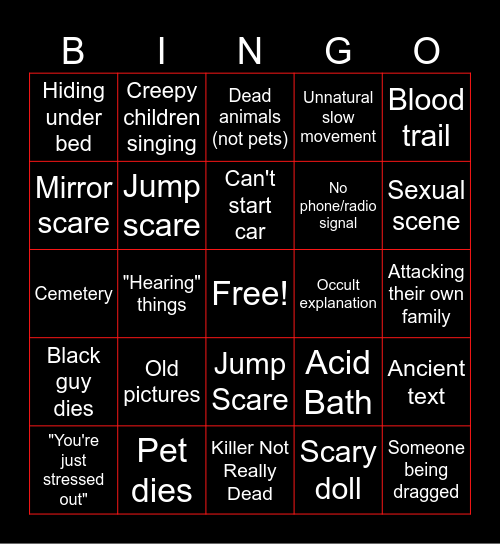 Movie Club Horror Bingo 4/17/25 Bingo Card