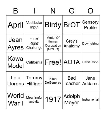 OT TRIVIA Bingo Card