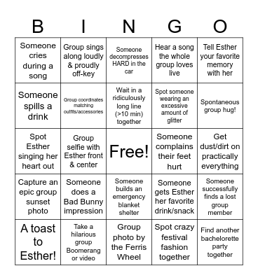 ESTHERCHELLA Bingo Card