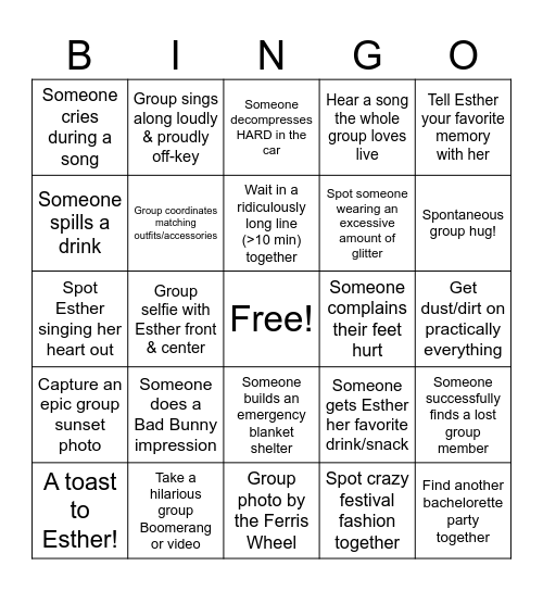 ESTHERCHELLA Bingo Card