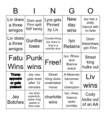WRESTELMANIA Bingo Card