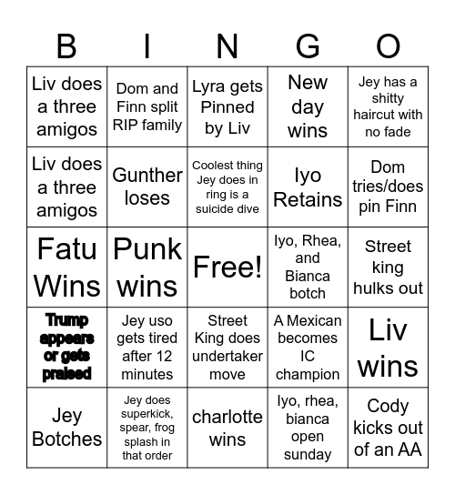 WRESTELMANIA Bingo Card