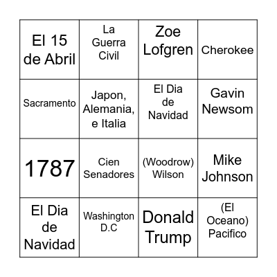 Cuidadania Bingo Card