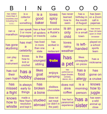 Ice Breaker Bingo Card