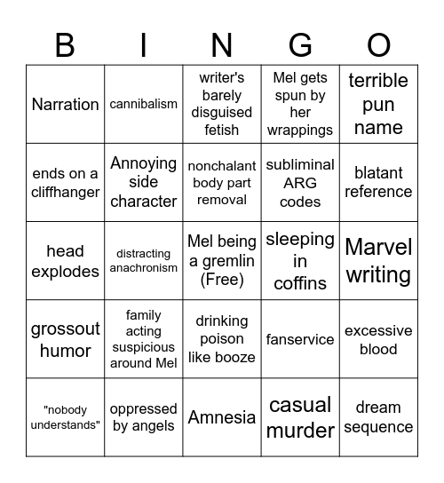 Gaslight District Bingo Card