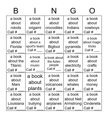 Nonfiction Book Bingo Card