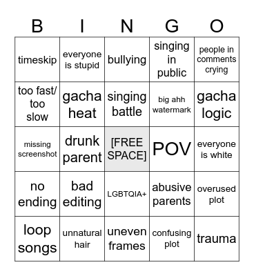 GACHA BINGOO!! Bingo Card