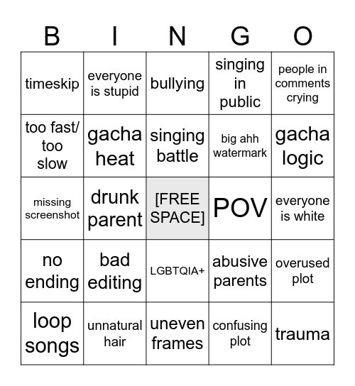 GACHA BINGOO!! Bingo Card