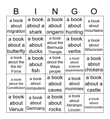 Nonfiction Book Bingo Card