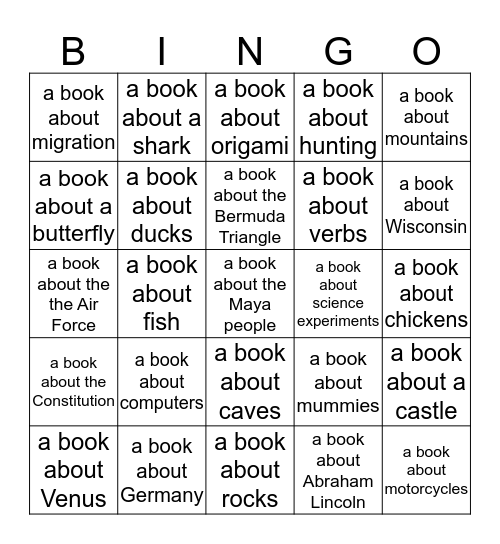 Nonfiction Book Bingo Card