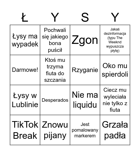 Łysy Dawid Arek Jasper Bingo Card