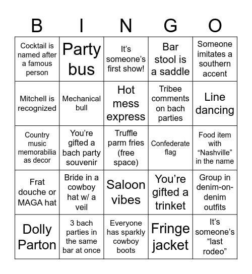 Mx2 in Nashville Bingo Card