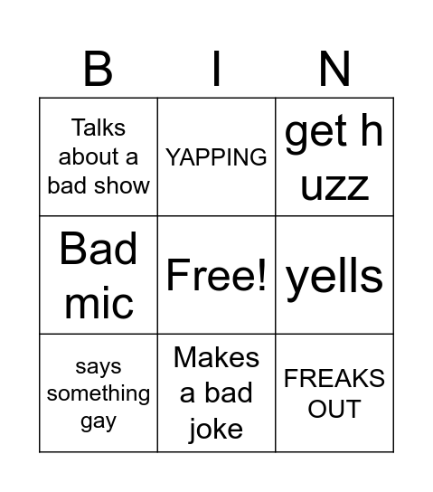 Evo Bingo Card