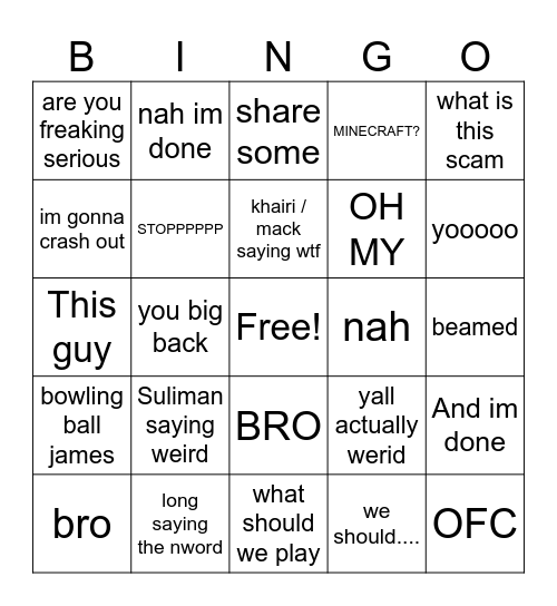 THE BOYS BINGO Card
