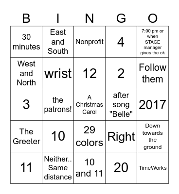 Usher Meeting Bingo Card