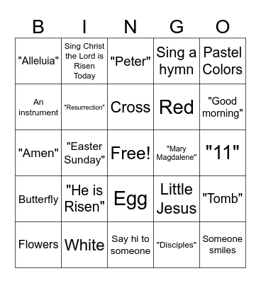 Easter Bingo Card