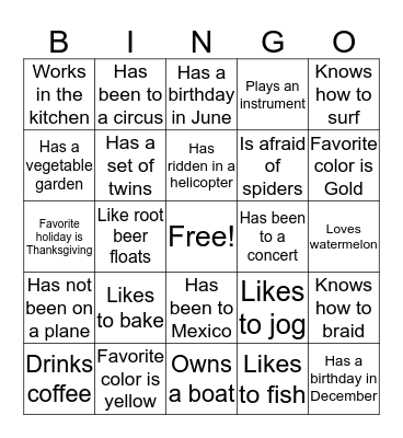Find an Employee Who... Bingo Card