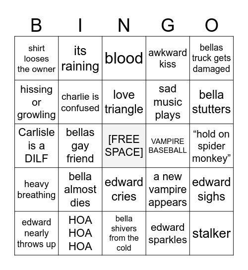 Twilight bingo Card