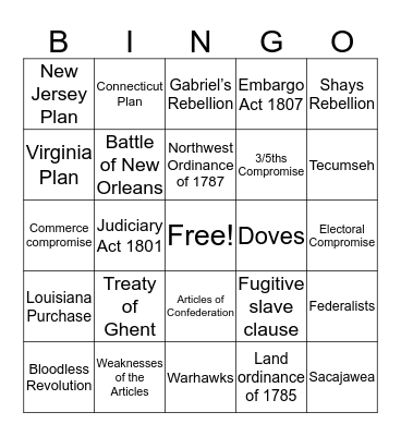 American Historrryyyyy Bingo Card