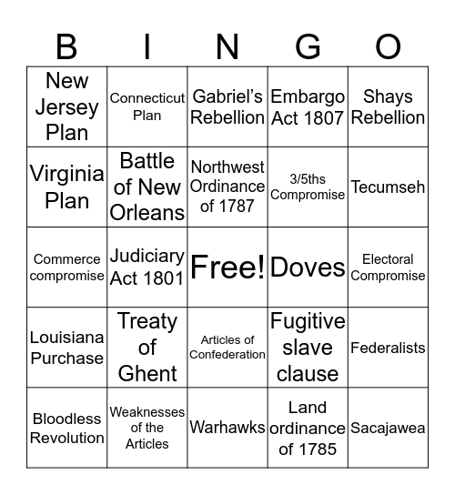 American Historrryyyyy Bingo Card