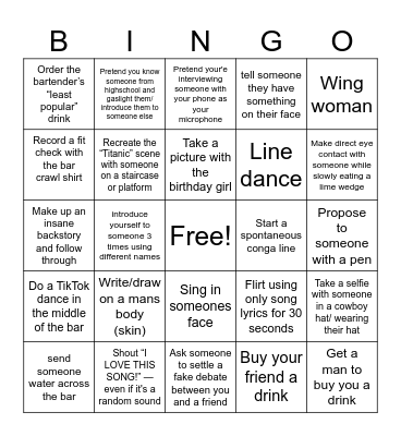 ARUNA'S 21st B(ar)DAY CRAWLLL Bingo Card