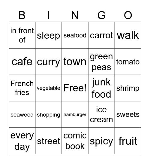 Pre-Lesson 2 Bingo Card
