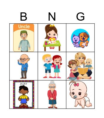 Family Members Bingo Card