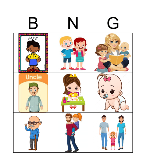 Family Members Bingo Card