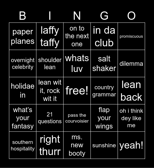 106 & Park Bingo Card