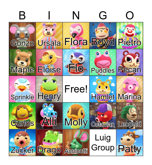 Animal Crossing Bingo Card