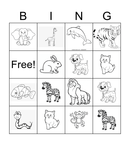 Animals Bingo Card