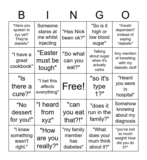 Good Friday Party: Diabingo Edition Bingo Card