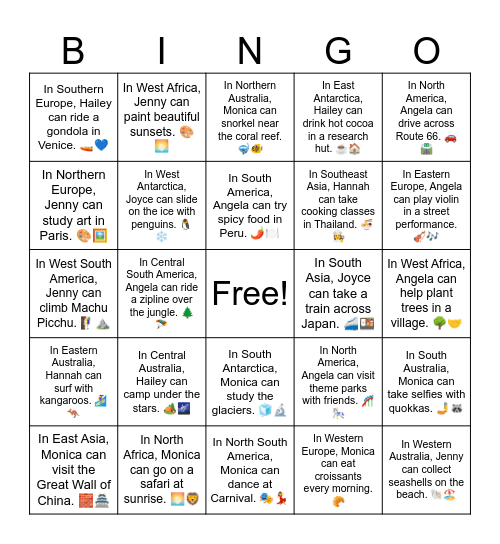 B11 U12 Review Bingo Card