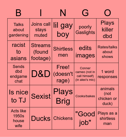 Conner Bingo Card