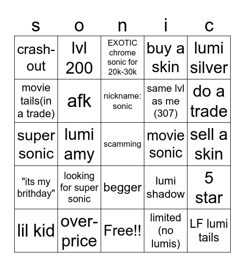 MSM FULL HOUSE BINGO Card