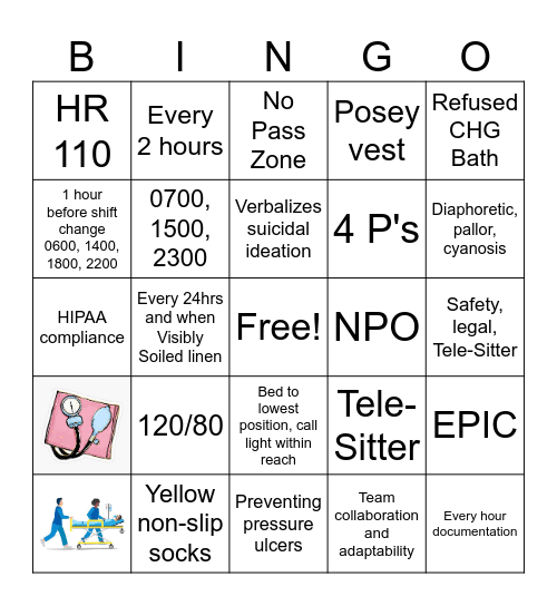 AHS: CNA Refresher Bingo Card