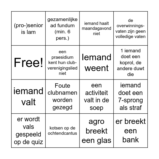 kiesweek bingo Card