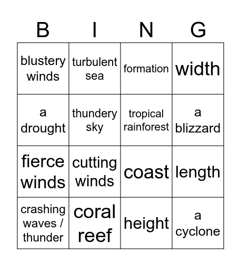 Unit 7 Grade 3 Bingo Card