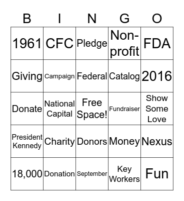 2016 CFC Bingo! Bingo Card