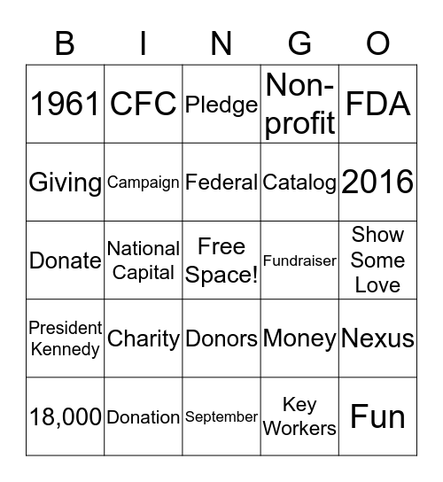 2016 CFC Bingo! Bingo Card