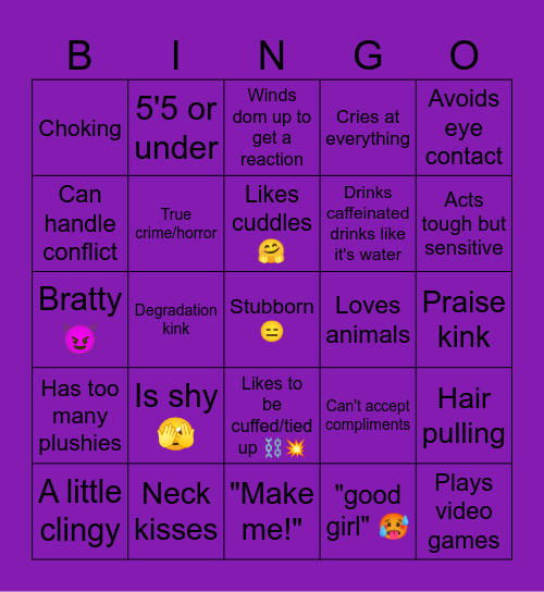 S U B M I S S I V E Bingo Card